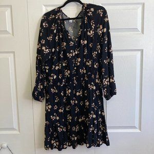 Old Navy Floral Dress Size XL Black Pink Ruffle Flowy